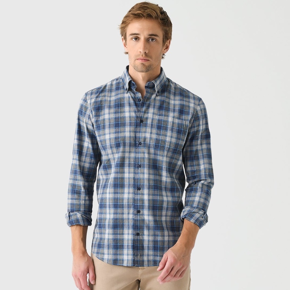 JOHNNIE-O Men's Benjamin Button-Down Shirt in Size M Color Heather Gray